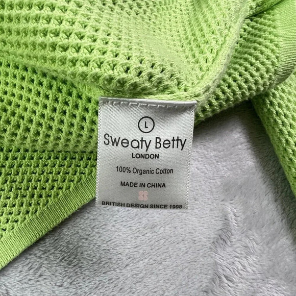 Sweaty Betty Idol Mesh Sweater Women's Large Neon Green Crewneck Athletic Run - Picture 14 of 14